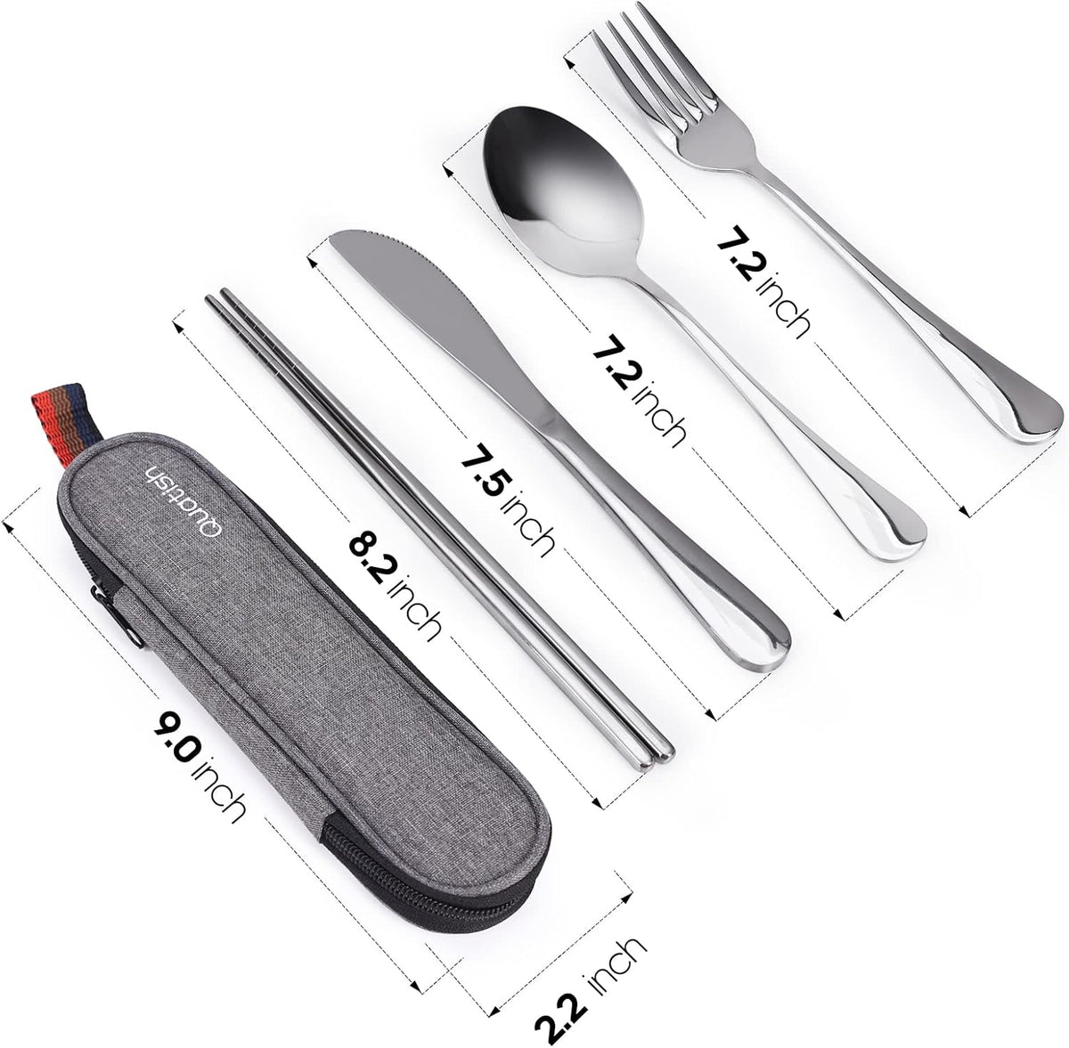 Travel Utensils with Case, Portable Silverware Set for Work, Stainless Steel Reusable Travel Cutlery Set, Fork and Spoon Set for Camping, Picnic, Gadgets, Lunch Box for Men, Black