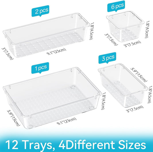 Drawer Organizer Set, Makeup Organizers, Tool Storage Trays, Clear