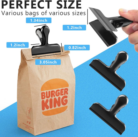 8 Pack Chip Clips, Black Bag Clips for Home Pantry Use