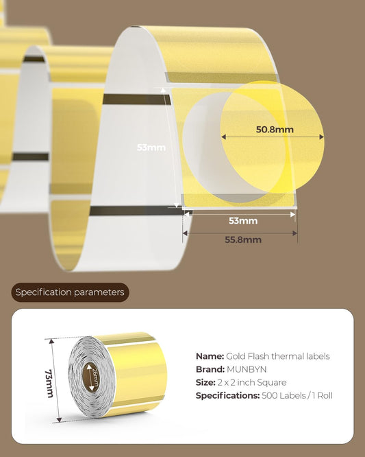 2 Inch Transparent Round Thermal Labels, 500 Sheets/1 Roll | Strong Adhesive & Waterproof & Tear-Resistant for Small Business, Bakery, Barcode, Inventory