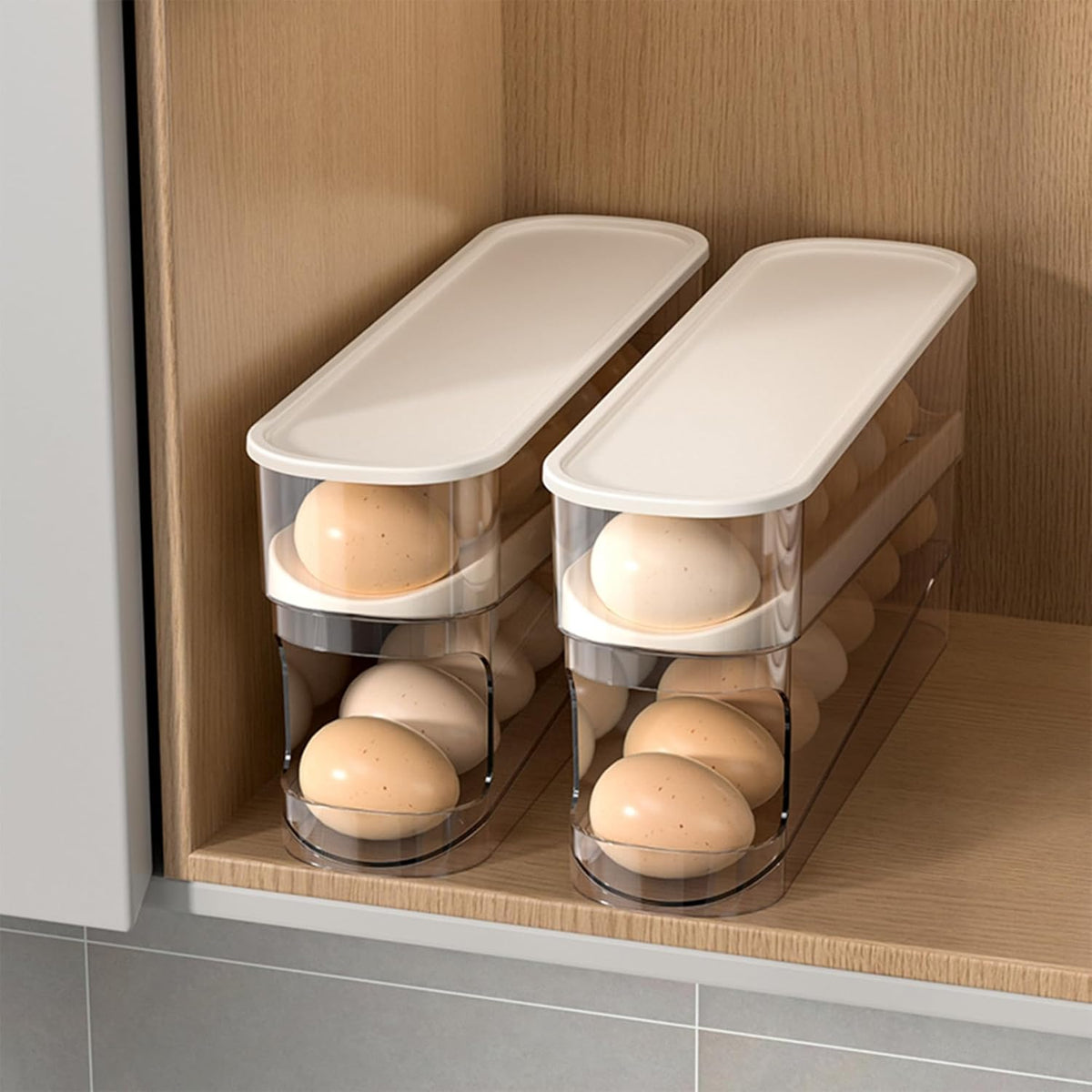 Auto Rolling Fridge Egg Organizer, Space Saving Eggs Dispenser for Refrigerator Storager, Home Egg Holder, 1 pack