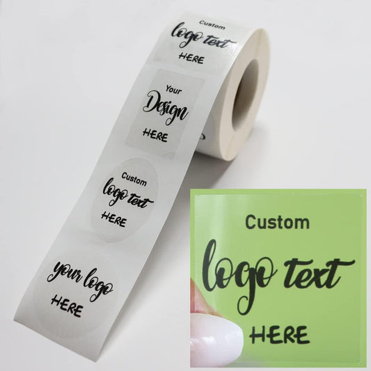 Custom Your Own Clear Stickers Personalized Transparent Logo Sticker – Customized Waterproof Labels with Any Text Name + Photo– Fade Resistant,Tear-Resistant– Roll Packed