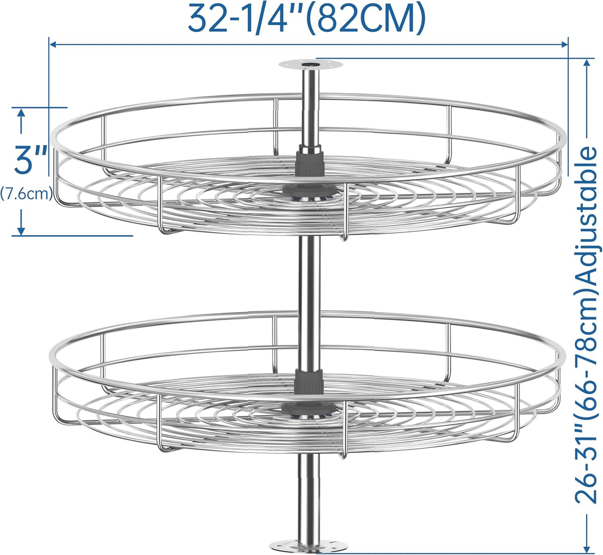 18" Chrome Corner Cabinet Lazy Susan, Full Circle Corner Cabinet Lazy Susan Replacement Shelves Rotating Rack for Upper Cabinet Kitchen