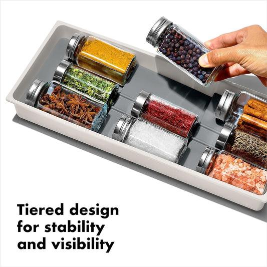 Good Grips Kitchen Compact Spice Drawer Organizer, White - Pack of 2