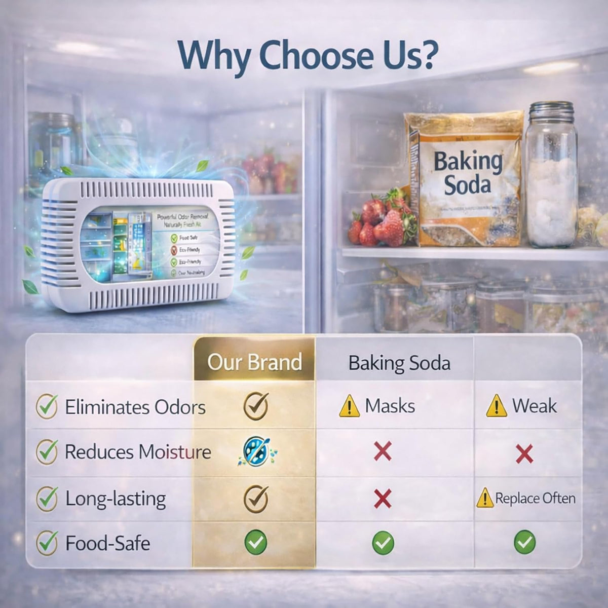 Refrigerator Deodorizer, Activated Charcoal Odor Absorber & Air Freshener