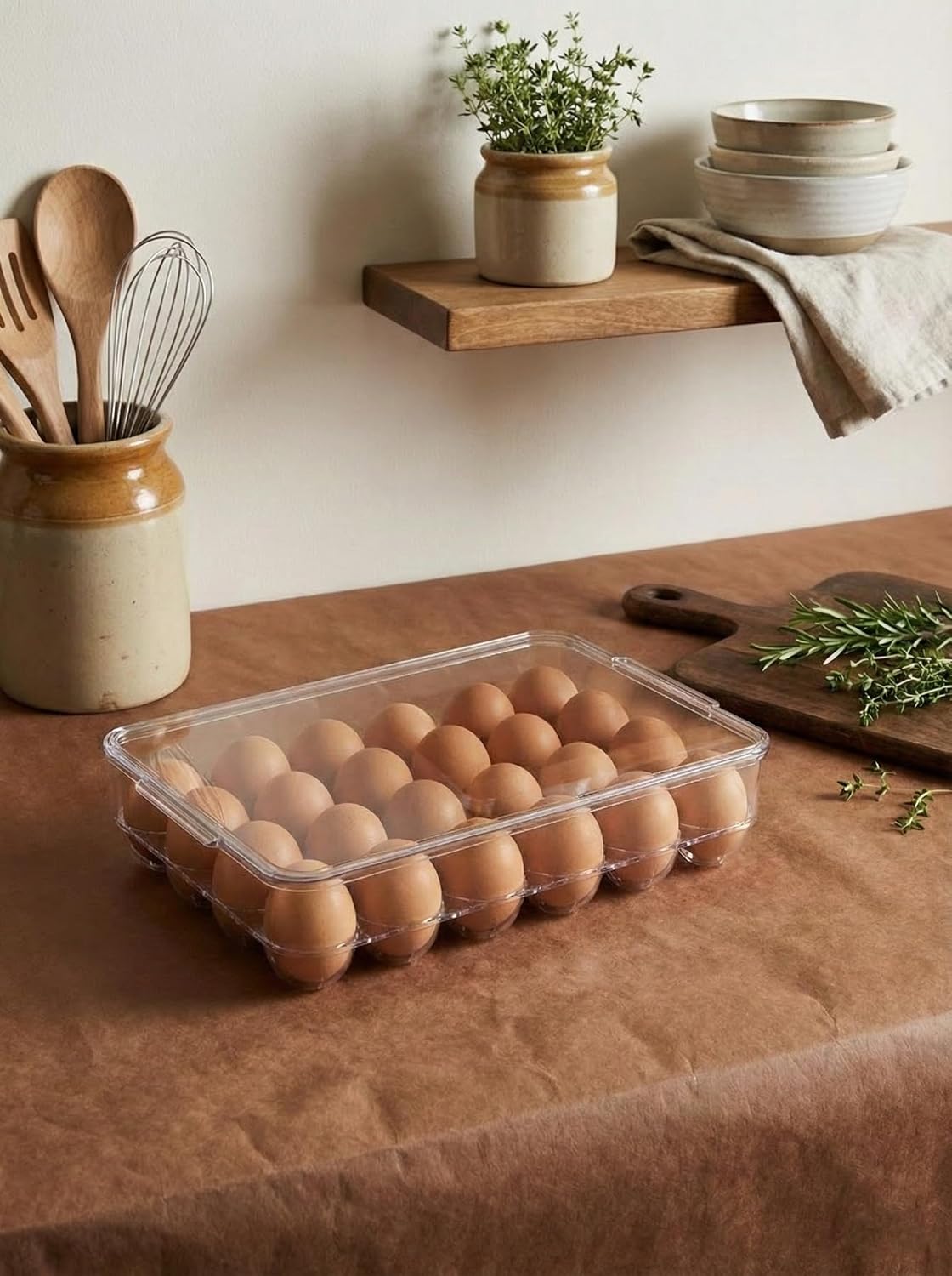 12 Eggs Holder for Refrigerator, Clear Egg Container for Fridge, Kitchen