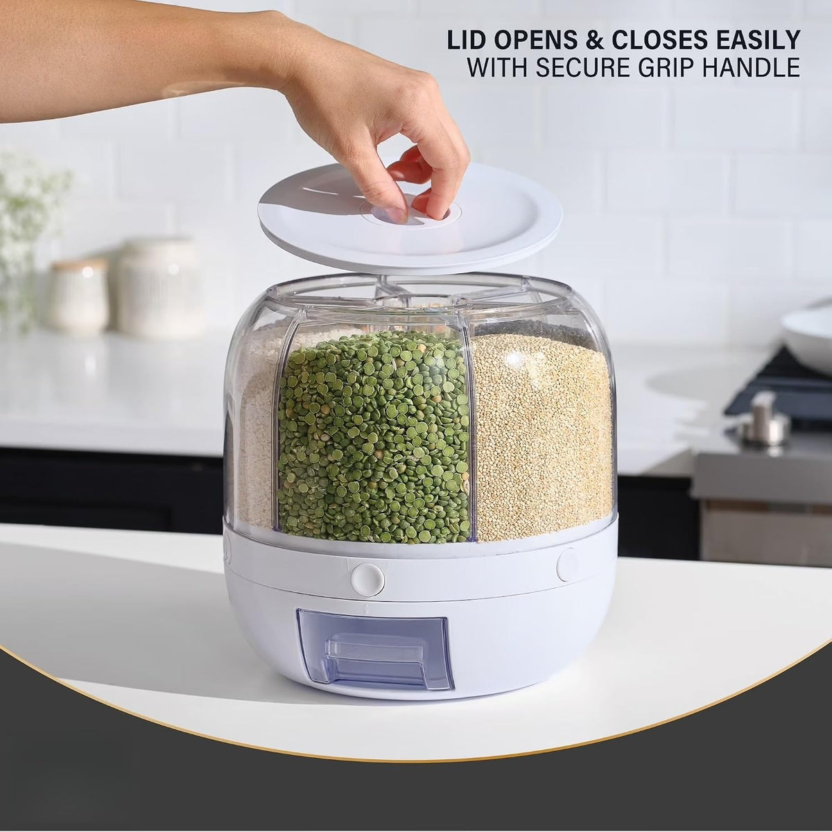 Rotating 6-Compartment Dry Food Dispenser