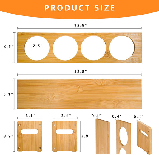 Wooden Condiment Caddy for Kitchen Squeeze Bottle & Oil Dispenser