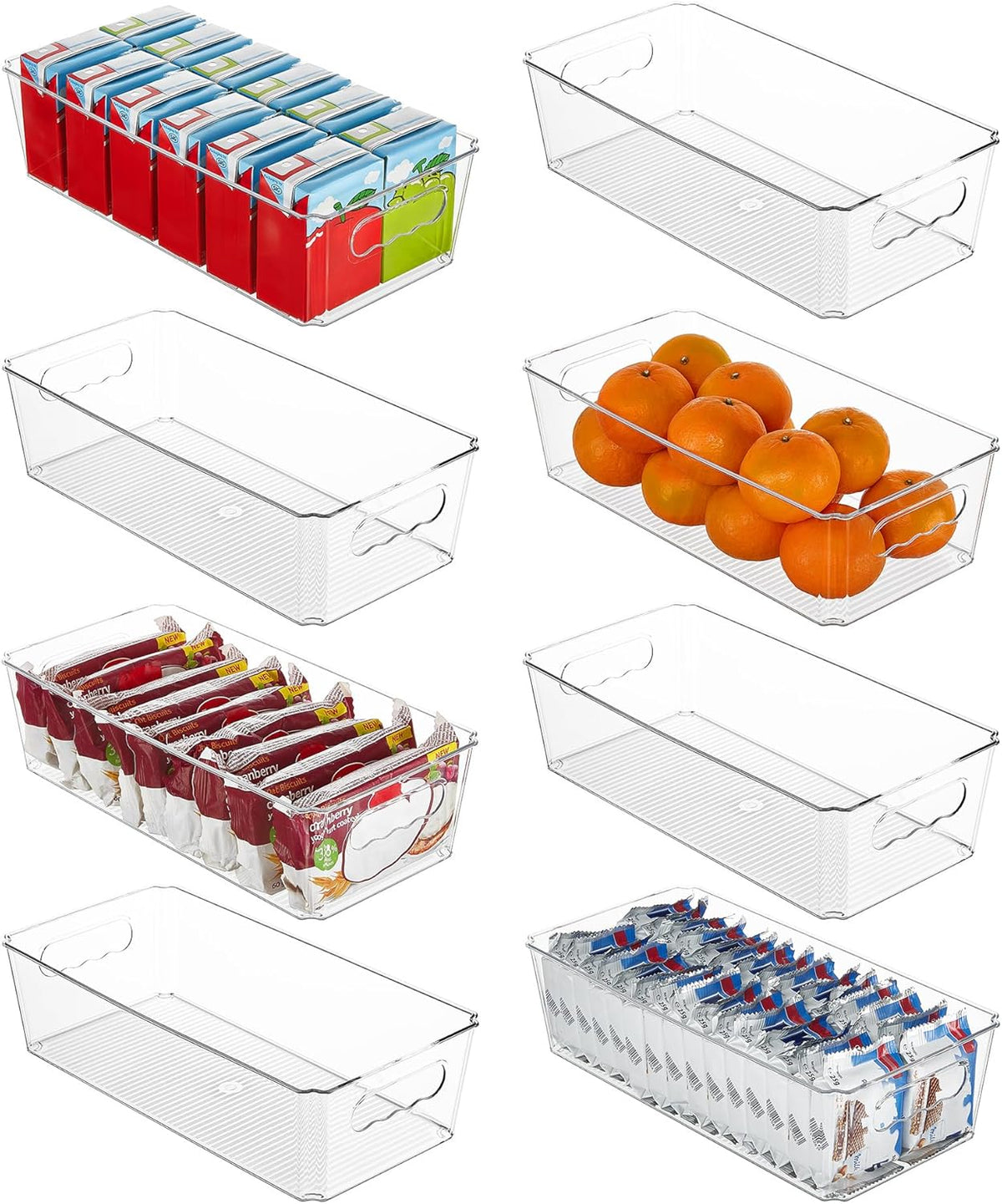 8pcs Clear Stackable Storage Bins with Lids