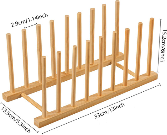 Heighten and Widen Bamboo Dish Drying Rack Plate Pot Lid Organizer