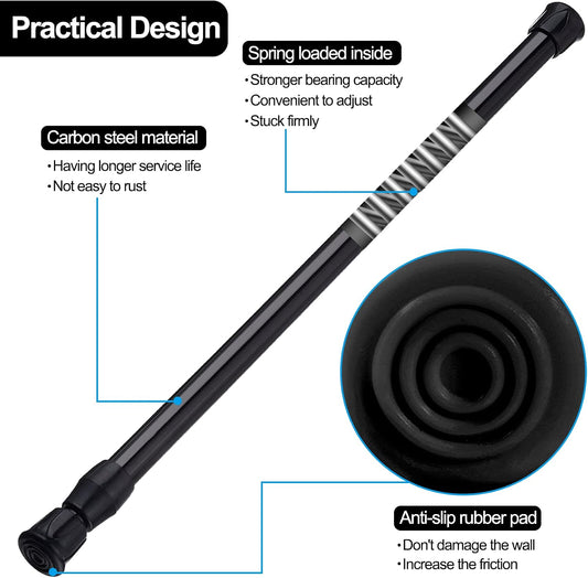 Cupboard Bars Adjustable Spring Tension Rods Black Extendable Rod