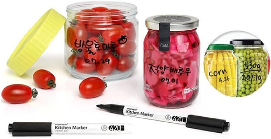 Kitchen Marker Black 2 pcs Erasable with Dishwashing Liquid