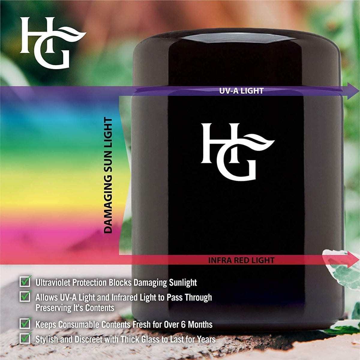 Half Oz Airtight Jar and Smell Proof Containers (250 ml) Comes with Humidity Pack to Keep Goods Fresh for Months