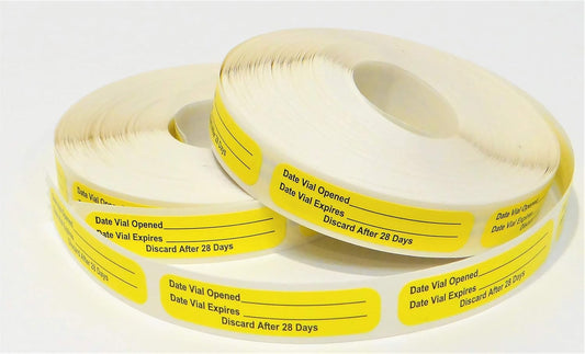 Date Opened Date Expired Labels for Vials (1000, 2-500 Rolls)