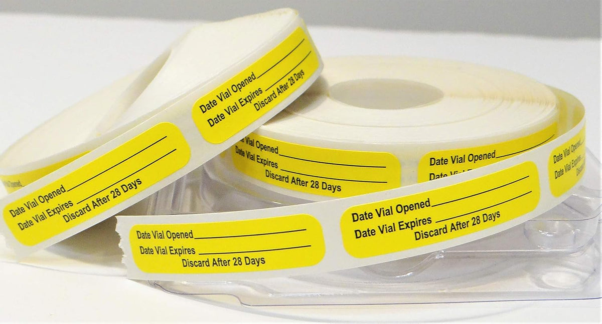 Date Opened Date Expired Labels for Vials (1000, 2-500 Rolls)