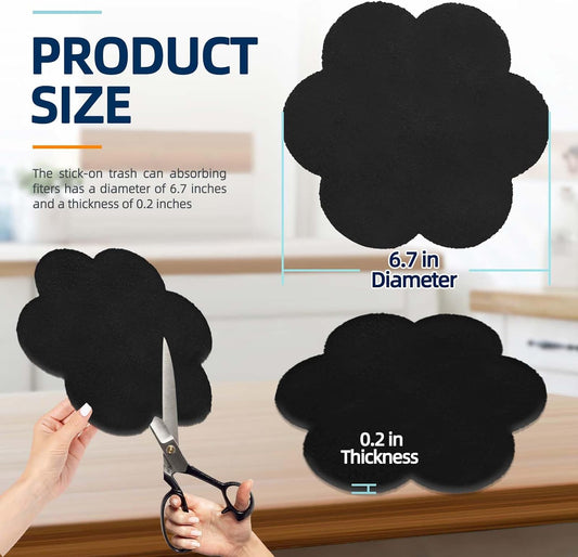 12pcs Trash Can Odor Absorbing Filters: Activated Charcoal Deodorizer Sheet for Kitchen Trash Can, Compost Bin, Diaper Pail, Garbage Can - Air Freshener - 6.7" Flower Shape