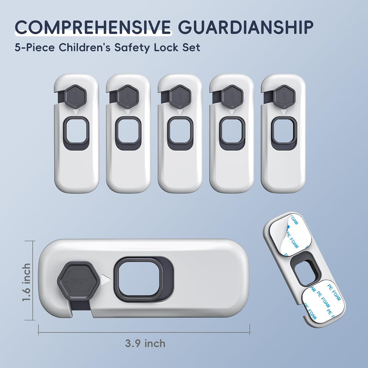 Fridge Locks, Child Proof Refrigerator/Freezer Door Lock, Child Safety Cabinet Lock with Adhesive Pads -Freezer Latch to Keep Door Closed for Latches,Drawer,Closets,Oven (Clear-Blue)