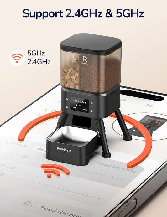 Dual Chamber Automatic Cat Feeder 4L, Dry/Treat Portion