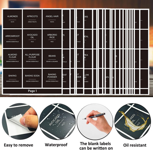 300pcs Pantry Labels for Food Containers, Preprinted Minimalist Waterproof Stickers Removable White Kitchen Food Labels Expiration Date Labels for Organizing Storage Bins Jars Bottles Boxes
