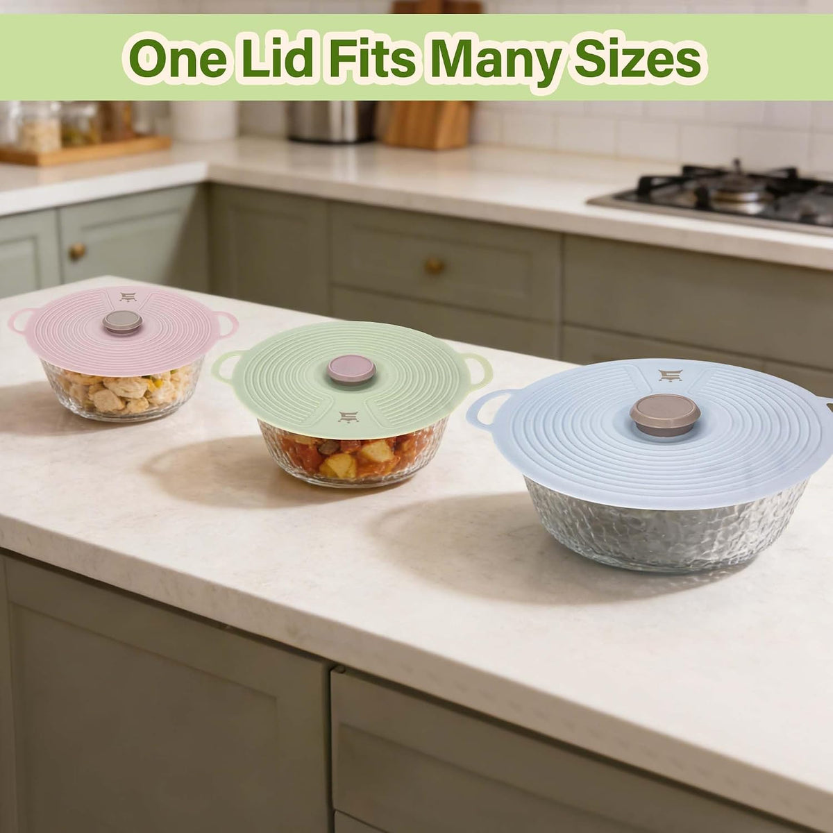 Silicone Lids for Bowl 8 Pack, Microwave Splatter Cover with 6 Sizes Reusable Heat Resistant Lids Fits Cups, Bowls, Plates, Pots, Pans, Skillets, Stove Top, Oven, Fridge Dishwasher Safe