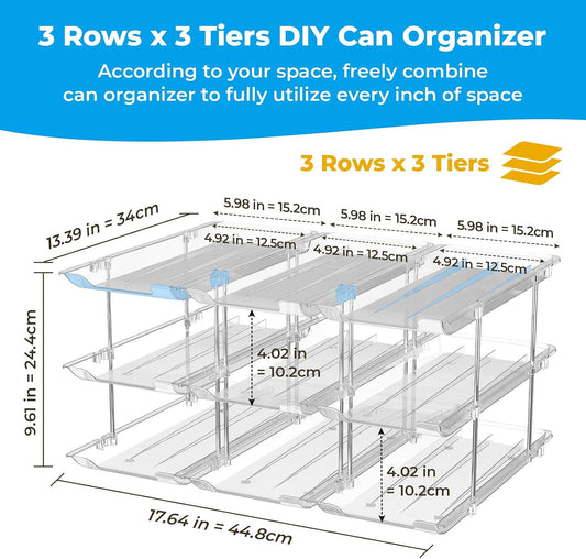 Can Organizer for Pantry Stackable 5 Tiers Can Storage Organizer Pantry Soda Can Organizer for Fridge 60 Cans Rack Automatic Rolling Canned Food Organizer for Refrigerator Kitchen Clear