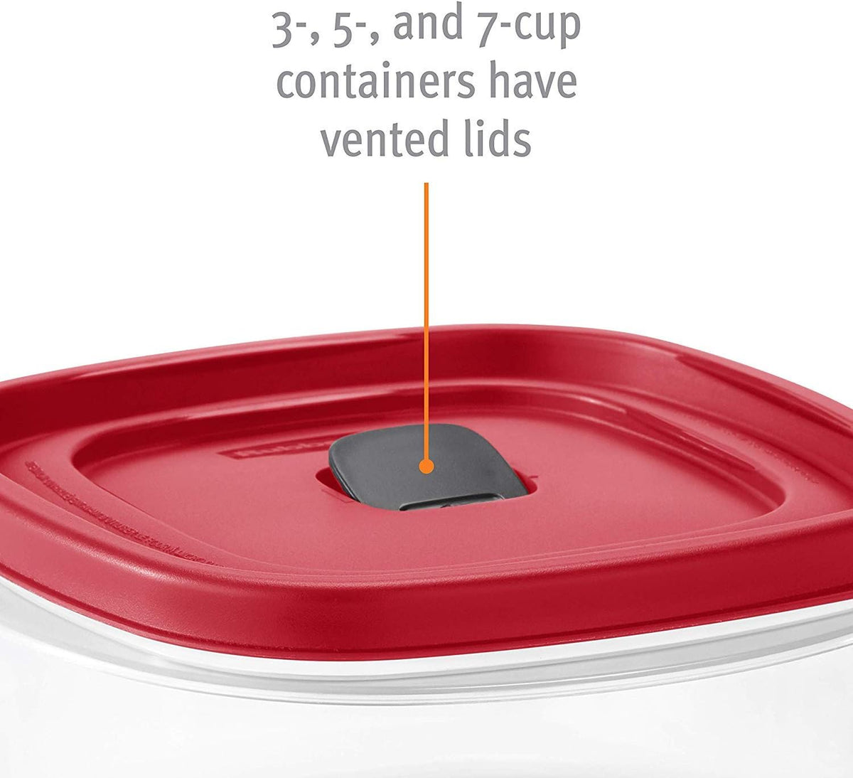 Easy Find Lid Square 5-Cup Food Storage Container (Pack of 3), Red (Vented)