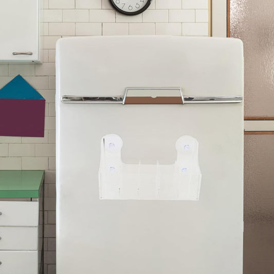 Refrigerator Organizer Suction Cup Storage Rack 5-Compartment Clear Acrylic Shelf for Kitchen Fridge Door Snacks Condiments Holder