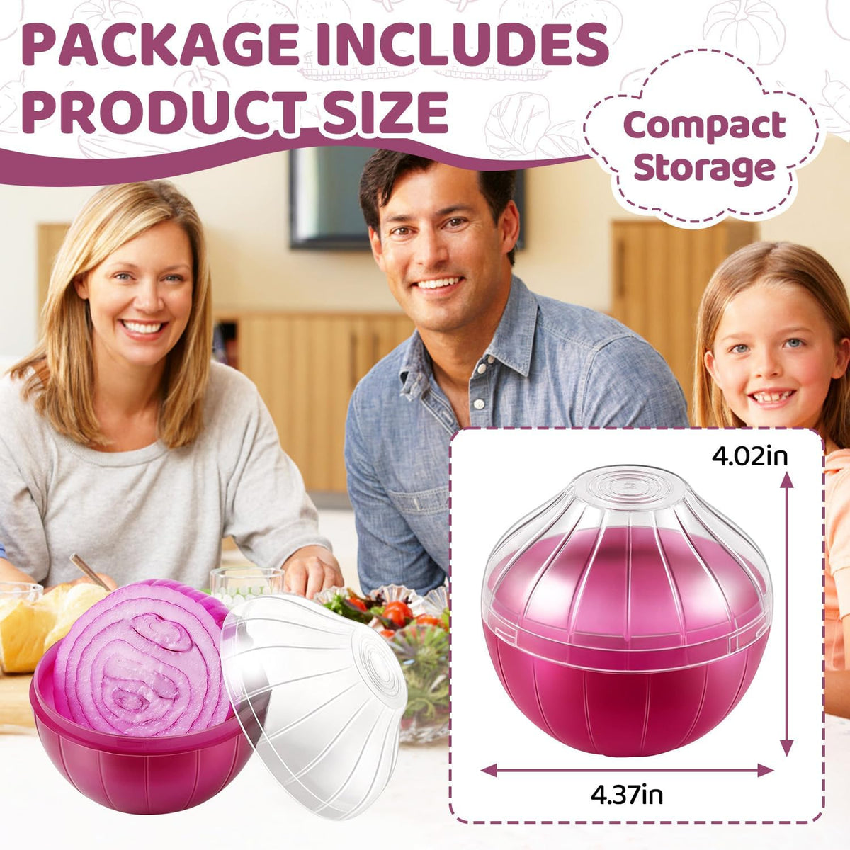 Reusable Onion Tomato Storage Containers, Transparent Rotating Lid Fridge Organizer for Fruit Vegetables, BPA-Free Dishwasher Safe Freshness Saver Keeper