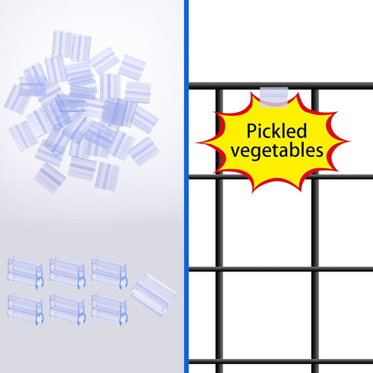 36Pack Reusable Plastic Wire Shelf Label Holders, Gridwall Sign Clip Store Sale Price Tags Display Grips for Wire Rack Shopping Mall Shop Supermarket 0.98x0.78x0.43inch
