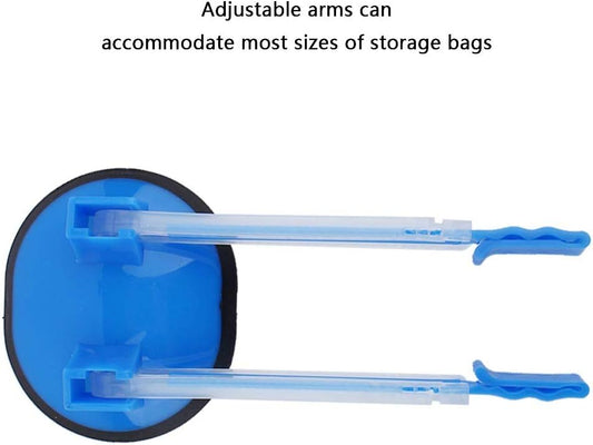 Baggy Rack, Freezer Bag Holder Adjustable Baggy Rack Stand Plastic Bag Bracket for Pour Leftovers, Snacks and Prep Ingredients (Blue)