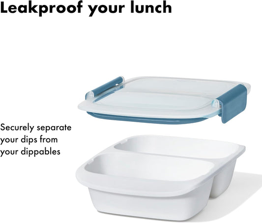 Good Grips Prep & Go Food Storage Salad Container - 6.3 Cup, Ocean Blue | Portable Leakproof Container, Includes Condiment Container for Salad Dressing & Sauces, Ideal for Meal Prep, Dishwasher Safe