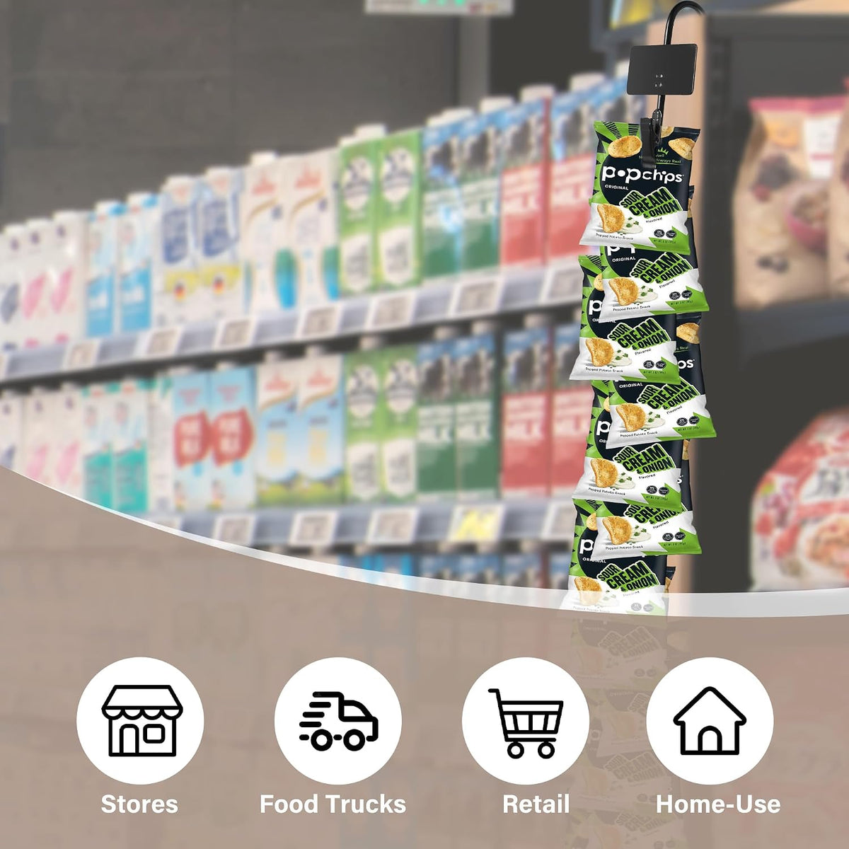 Hanging Merchandise Strips with Hooks, 32 inches Chip Display Rack Stands