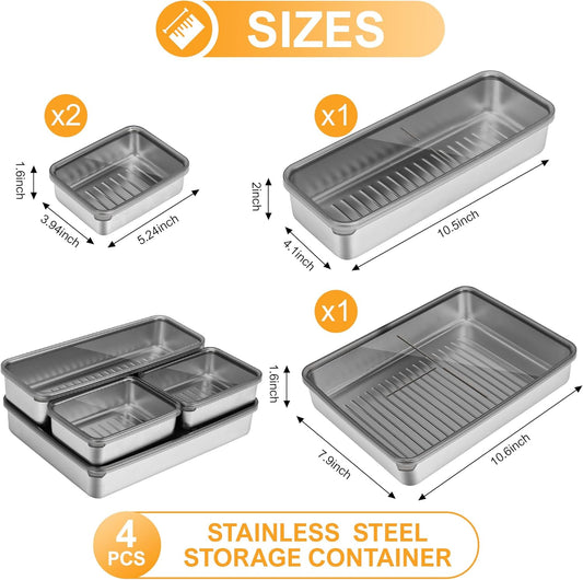 Deli Meat Container for Fridge,Bacon Container for Refrigerator,304SS Airtight Food Storage Container,Stackable Fridge Organizer with Locking Lid (BPA Free)