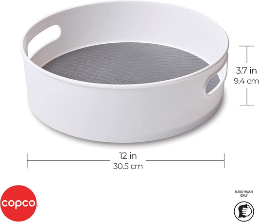 12 Inch Non-Skid Lazy Susan Turntable Organizer for Cabinet, Kitchen, Pantry, Bathroom - Smooth-Glide Rotating Storage with Raised Rim and Handles