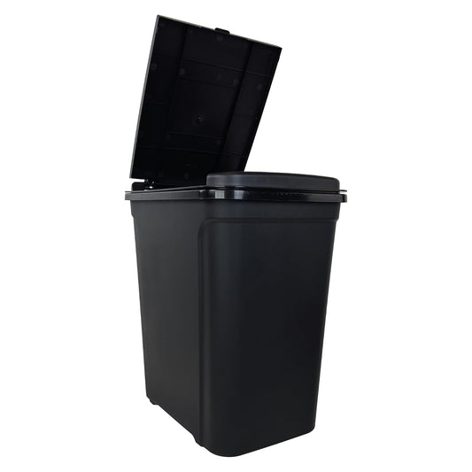7.6 Gallon Touch Top Trash Can, Black Slim Rectangular Plastic Garbage Bin with Push Lid, Odor Block Waste Bucket Fits Standard 8-Gallon Bags for Kitchen Bedroom Office Dorm Bathroom