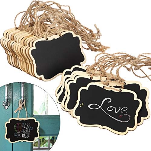 20 Pcs Wooden Mini Chalkboard Signs Chalkboard Hanging Labels, Ideal Price Tags, Message Boards, Black