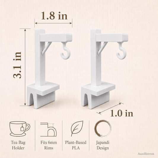 2 Pack White PLA Tea Bag Clip Table Edge Hook Holder