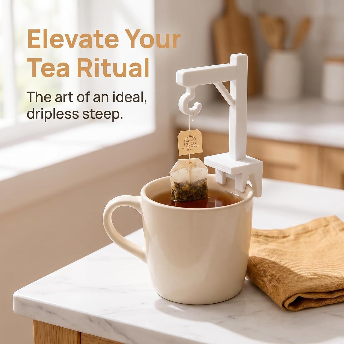 2 Pack White PLA Tea Bag Clip Table Edge Hook Holder