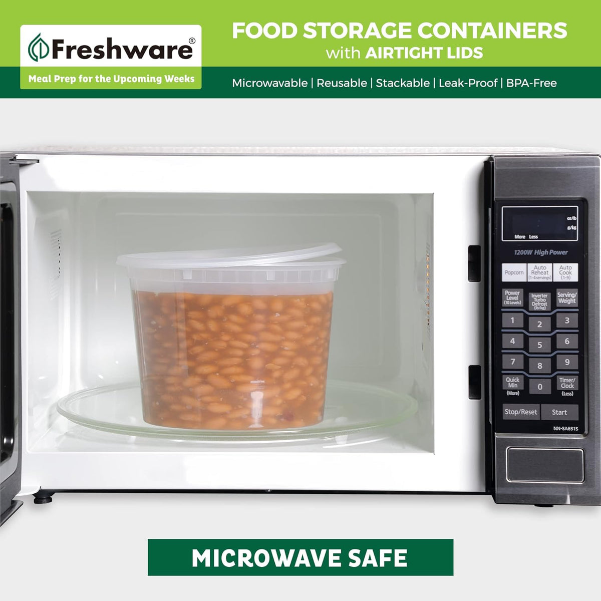 Food Storage Containers 32 oz Plastic Deli Containers with Lids, Slime, Soup, Meal Prep Containers | BPA Free | Stackable | Leakproof | Microwave/Dishwasher/Freezer Safe