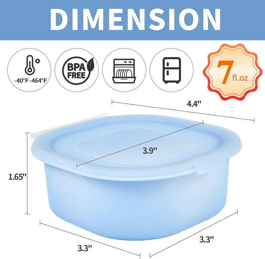 Silicone Cheese Container for Refrigerator, Blue Sliced Cheese Container Holder Cheese Storage Keeper for fridge, Snack Food Storage Container Box, 7oz Bowl with Lid Stackable Dishwash-safe