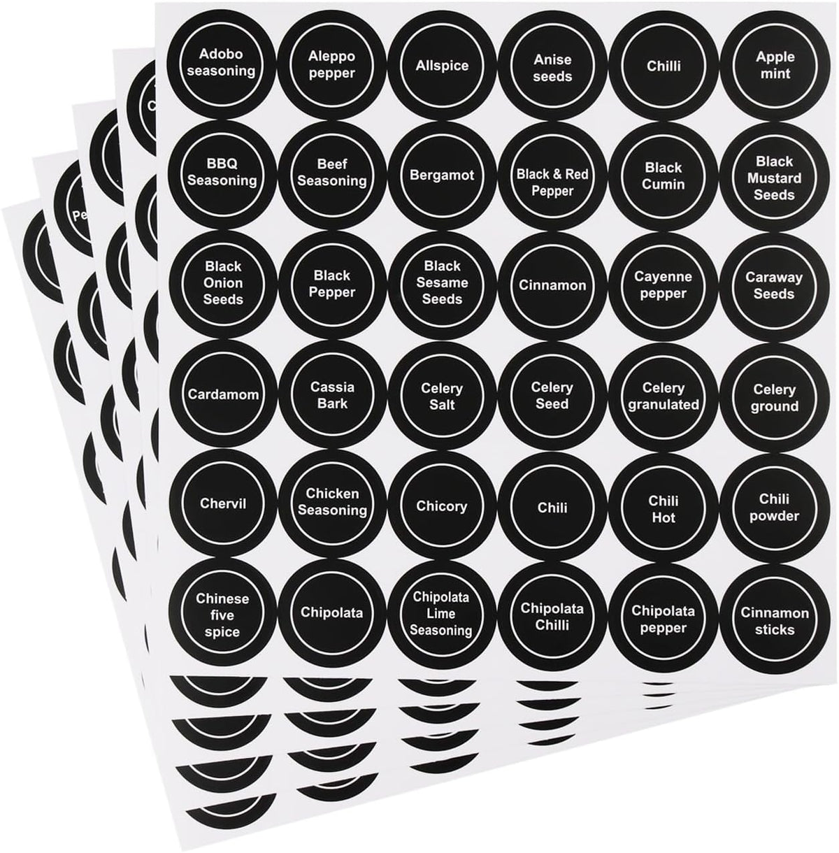 Black Spice Jar Labels Removable Spice Labels Stickers for Kitchen Pantry Food Containers