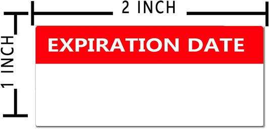 1 X 2 Inch White and Red Expiration Date Label Sticker,Medication Instruction Labels,Date Open EXP Date,500Pcs