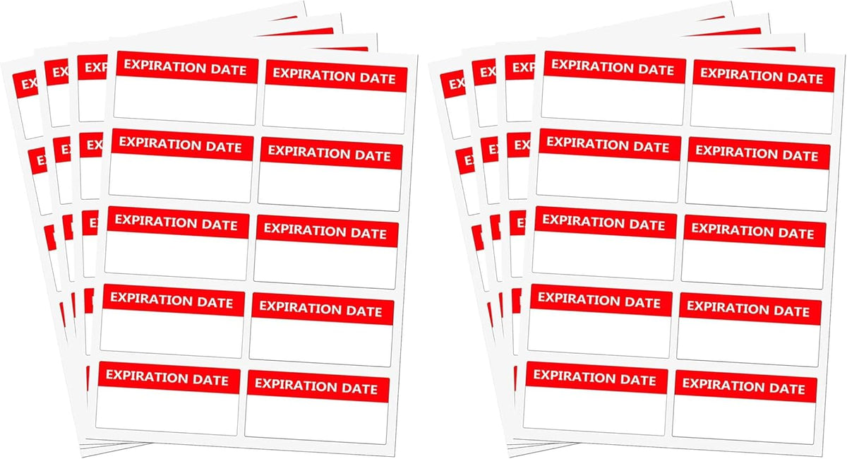 1 X 2 Inch White and Red Expiration Date Label Sticker,Medication Instruction Labels,Date Open EXP Date,500Pcs