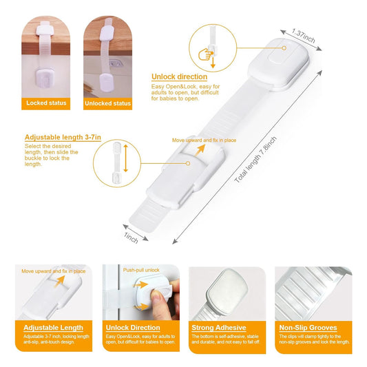 10 Pack Cabinet Locks Baby Proofing, Multi-Purpose Child Safety Locks