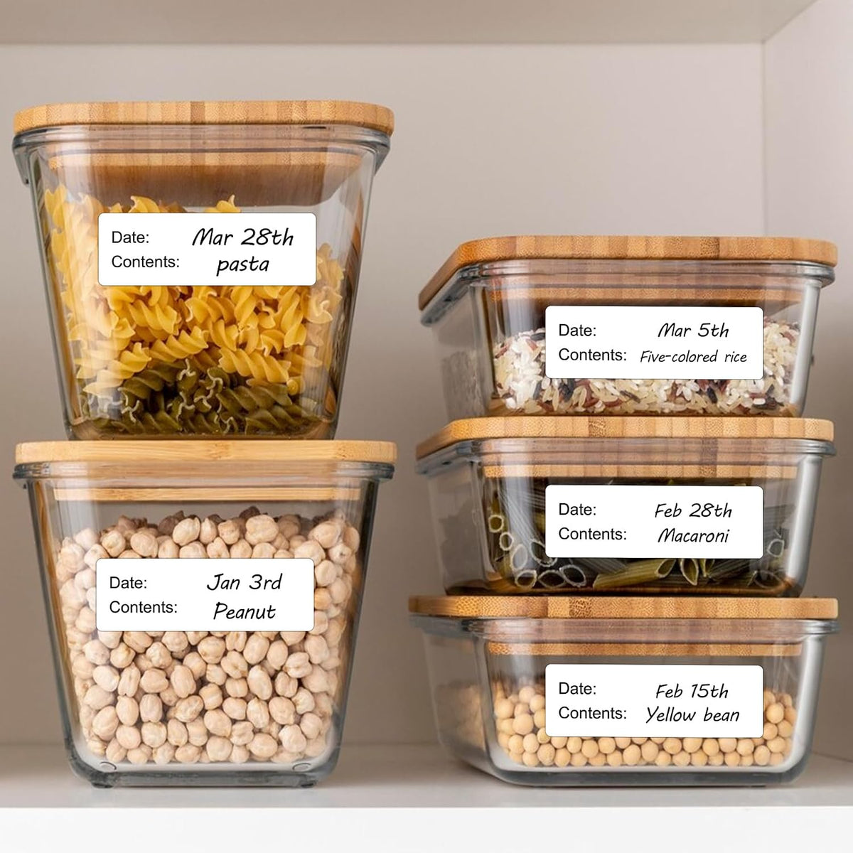 Freezer Labels for Food Containers – Removable, 1" x 3", 500 pcs Washable Date Labels to Write On, Fit for Ziploc Freezer Bag, Fridge Storage | Waterproof, No Residue