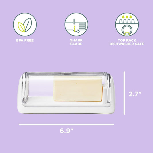 2-in-1 Cheese Slicer and Storage Container | Integrated Lid Keeps Cheese Fresh | Ideal Gift for the Cheese Lover