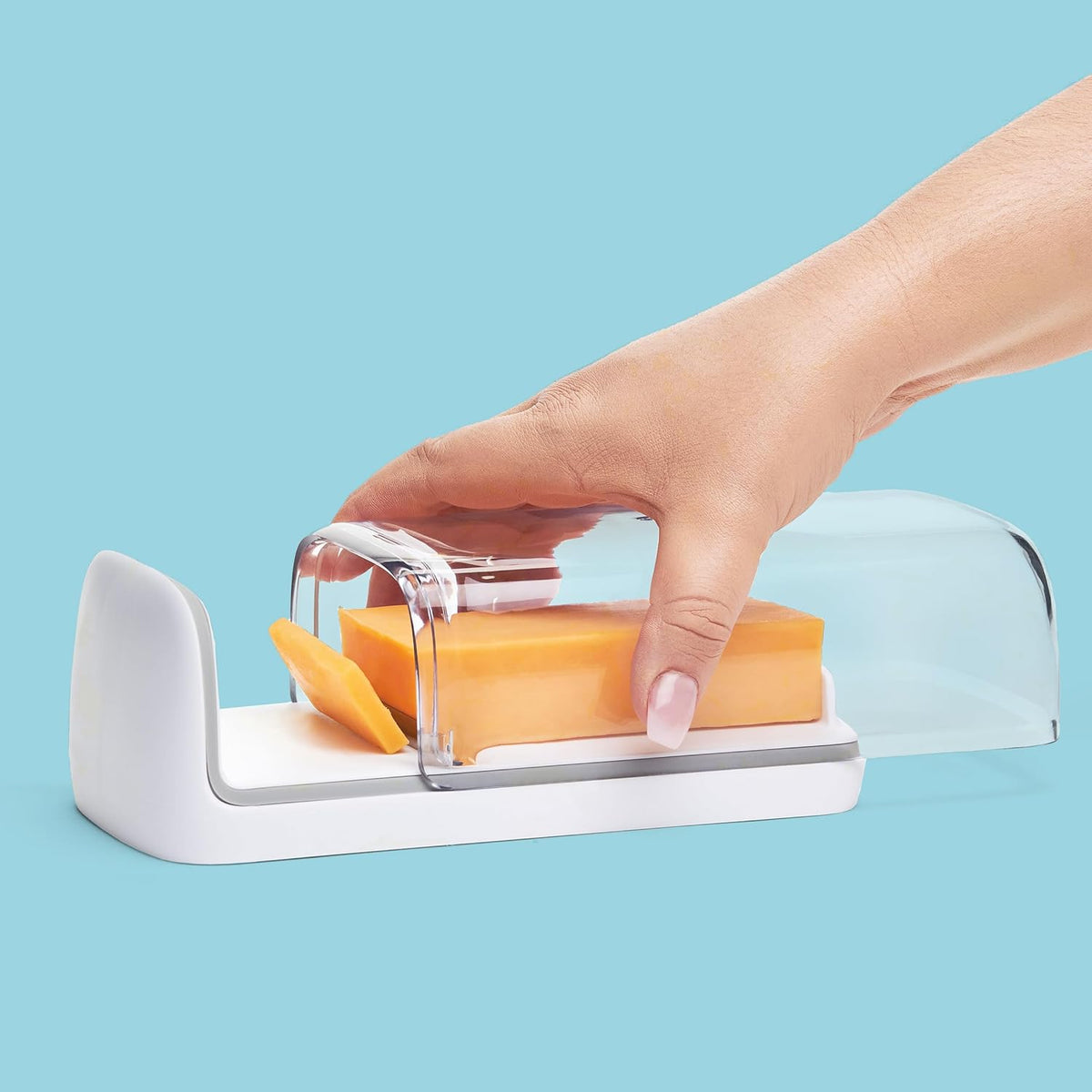 2-in-1 Cheese Slicer and Storage Container | Integrated Lid Keeps Cheese Fresh | Ideal Gift for the Cheese Lover