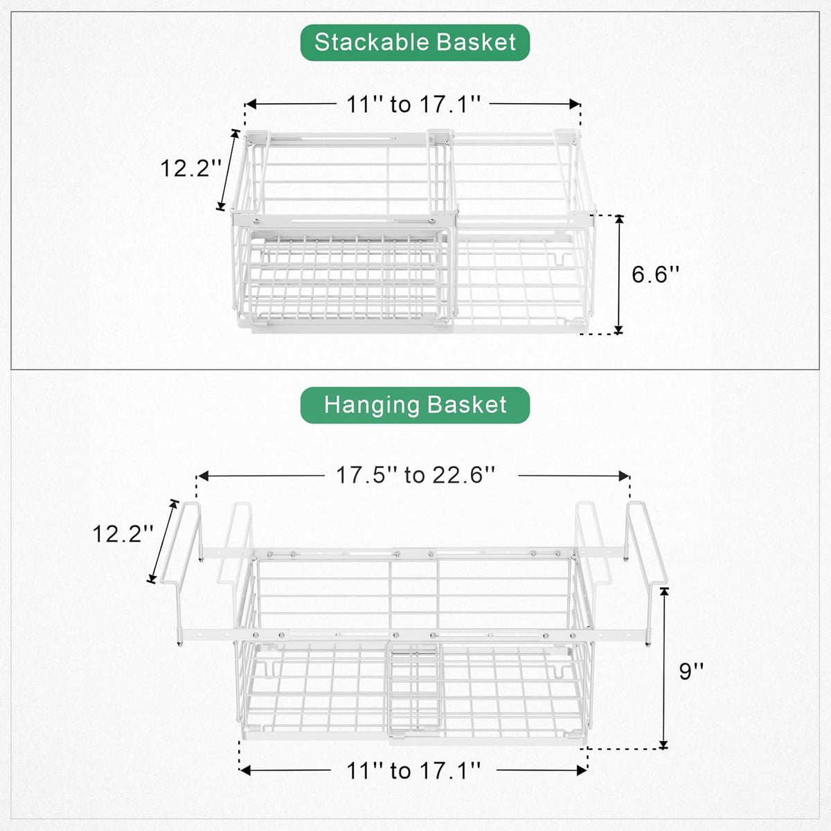 Chest Freezer Organizer - Adjustable Fits Chest Freezer 10-20 Cu Ft | Hanging Wire Baskets, Easy Access & Quick Organization, Sturdy Steel Rack Holds Frozen Meat and Vegetables, White