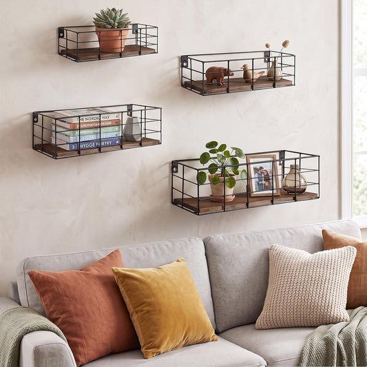 Wire Frame Floating Shelves for Wall Storage 4 Different Sizes