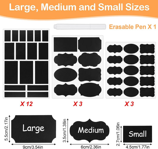 273 Pcs Labels for Jars, Waterproof Reusable Chalkboard Labels